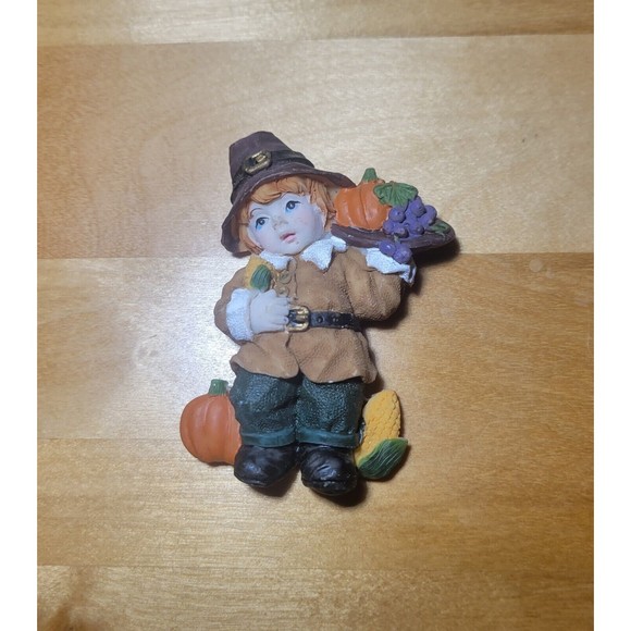 Vintage Hallmark Lot Of 4 Male Female Pilgrims Thanksgiving Autumn Fall Magnets - Picture 3 of 11